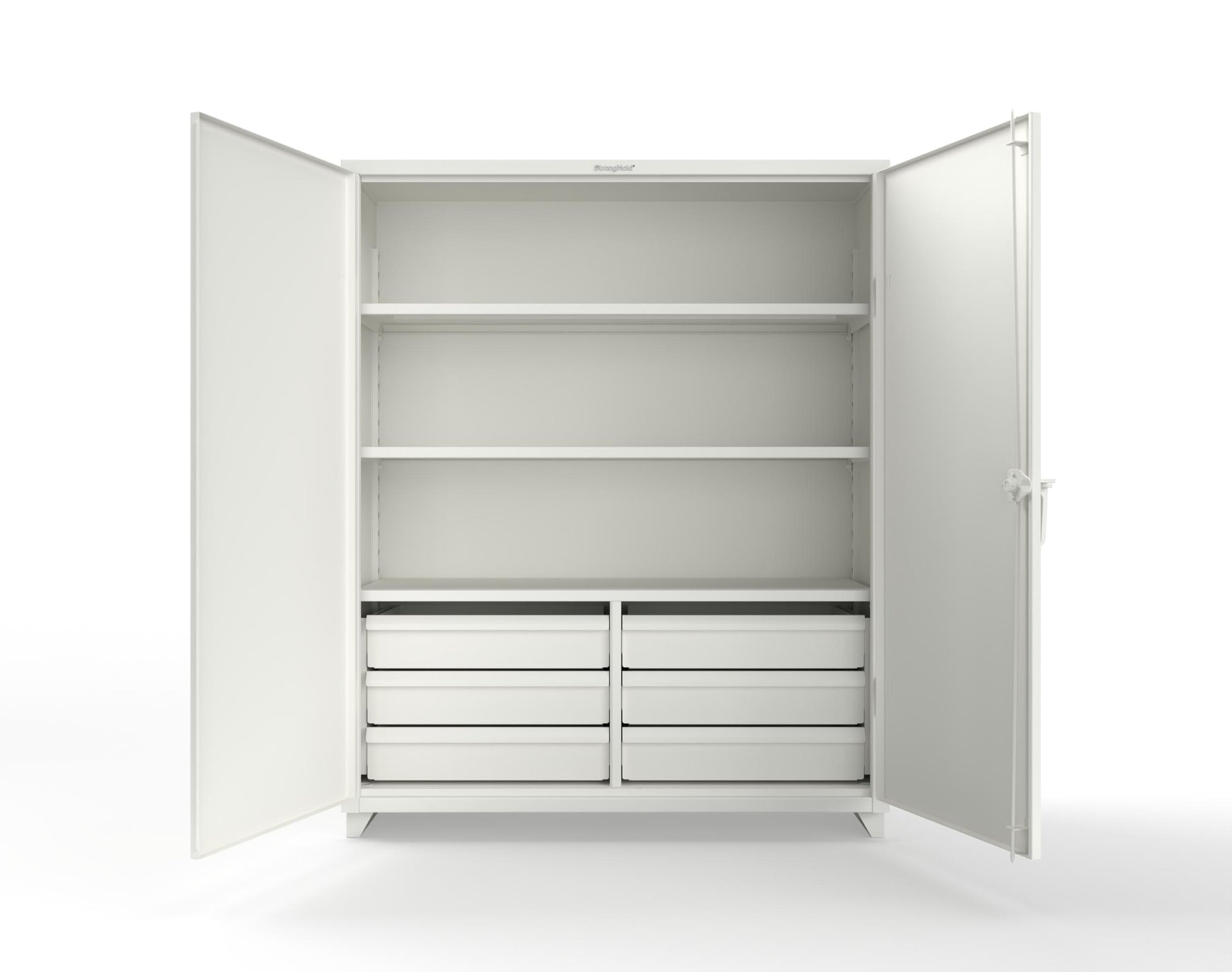 Extra Heavy Duty 14 GA Cabinet with 6 Half-Width Drawers, 3 Shelves - 60 In. W x 24 In. D x 75 In. H - 56-243-6/5DB-L-9003