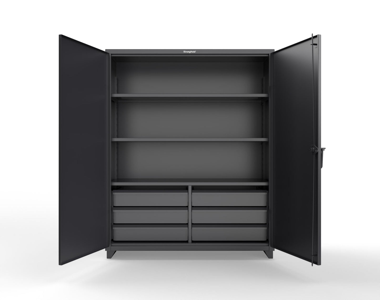 Extra Heavy Duty 14 GA Cabinet with 6 Half-Width Drawers, 3 Shelves - 60 In. W x 24 In. D x 75 In. H - 56-243-6/5DB-L-9005