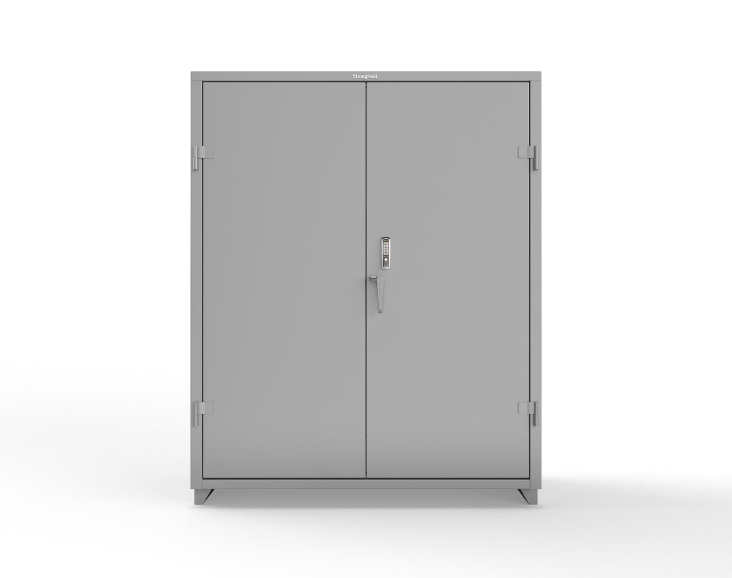 Extra Heavy Duty 14 GA Cabinet with 3 Shelves Secured by Keyless Entry Lock - 60 In. W x 24 In. D x 75 In. H - 56-243-EK-L-7037