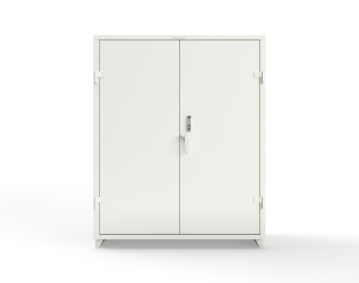 Extra Heavy Duty 14 GA Cabinet with 3 Shelves Secured by Keyless Entry Lock - 60 In. W x 24 In. D x 75 In. H - 56-243-EK-L-9003