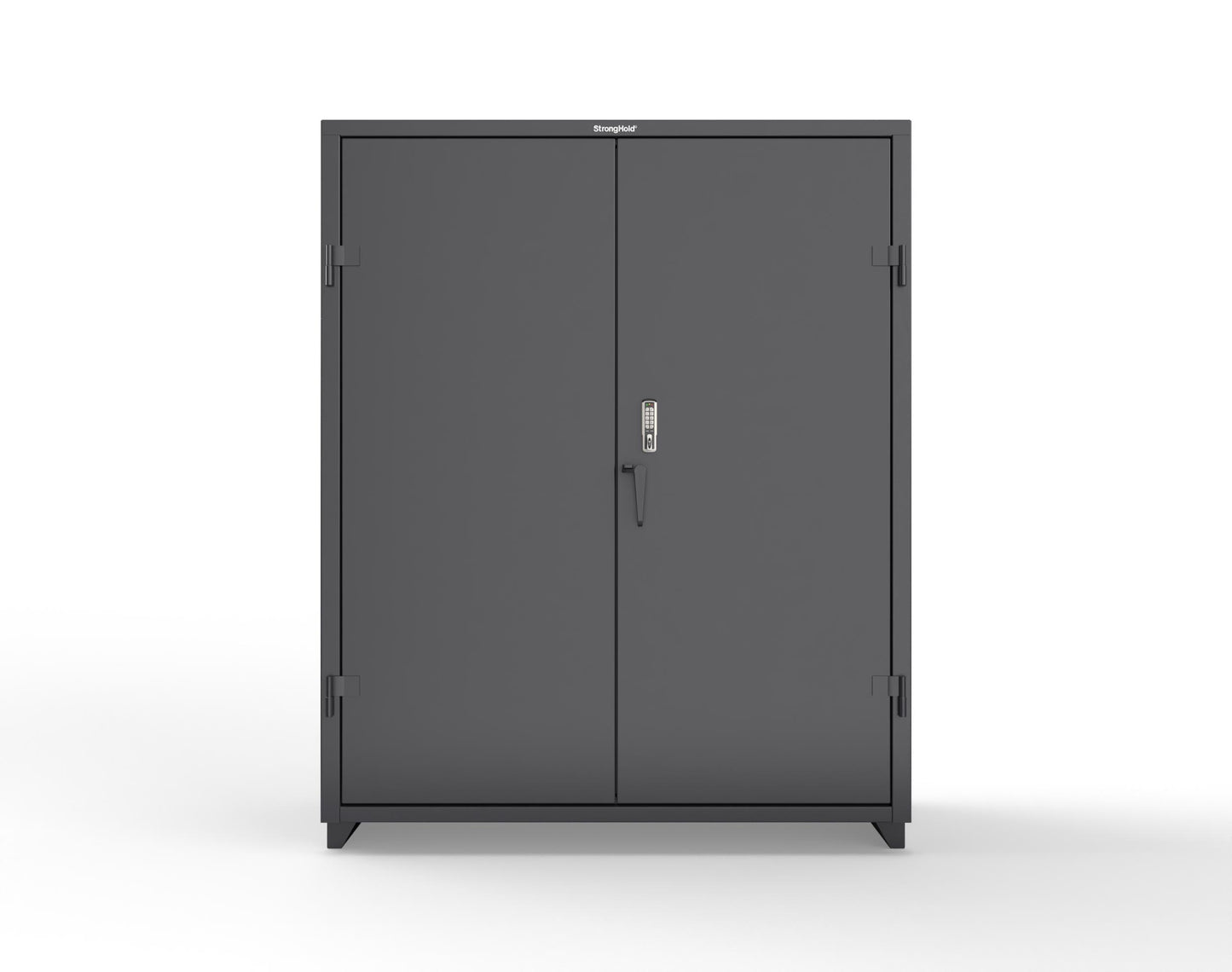 Extra Heavy Duty 14 GA Cabinet with 3 Shelves Secured by Keyless Entry Lock - 60 In. W x 24 In. D x 75 In. H - 56-243-EK-L-9005