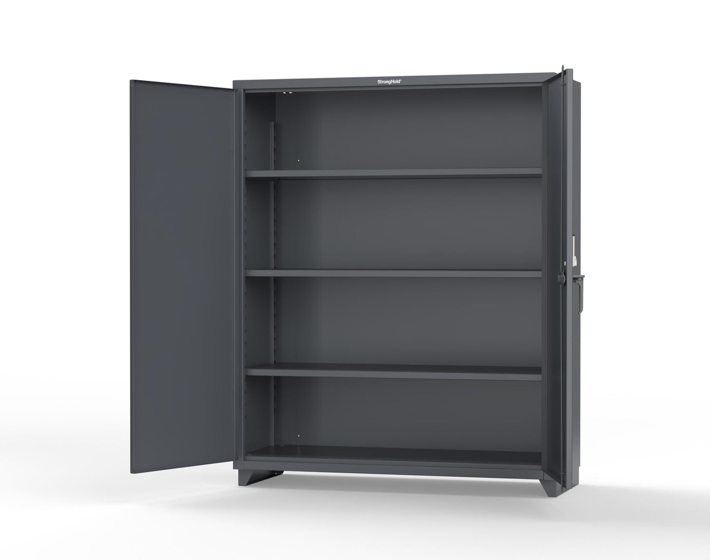 Extra Heavy Duty 14 GA Cabinet with 3 Shelves Secured by Keyless Entry Lock - 60 In. W x 24 In. D x 75 In. H - 56-243-EK-L-7024