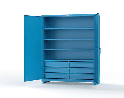 Extra Heavy Duty 14 GA Cabinet with 6 Half-Width Drawers, 4 Shelves - 60 In. W x 24 In. D x 75 In. H - 56-244-6/5DB-L-5012