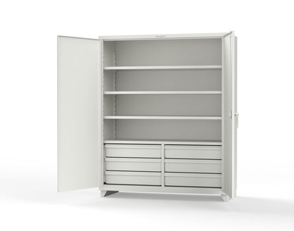 Extra Heavy Duty 14 GA Cabinet with 6 Half-Width Drawers, 4 Shelves - 60 In. W x 24 In. D x 75 In. H - 56-244-6/5DB-L-9003