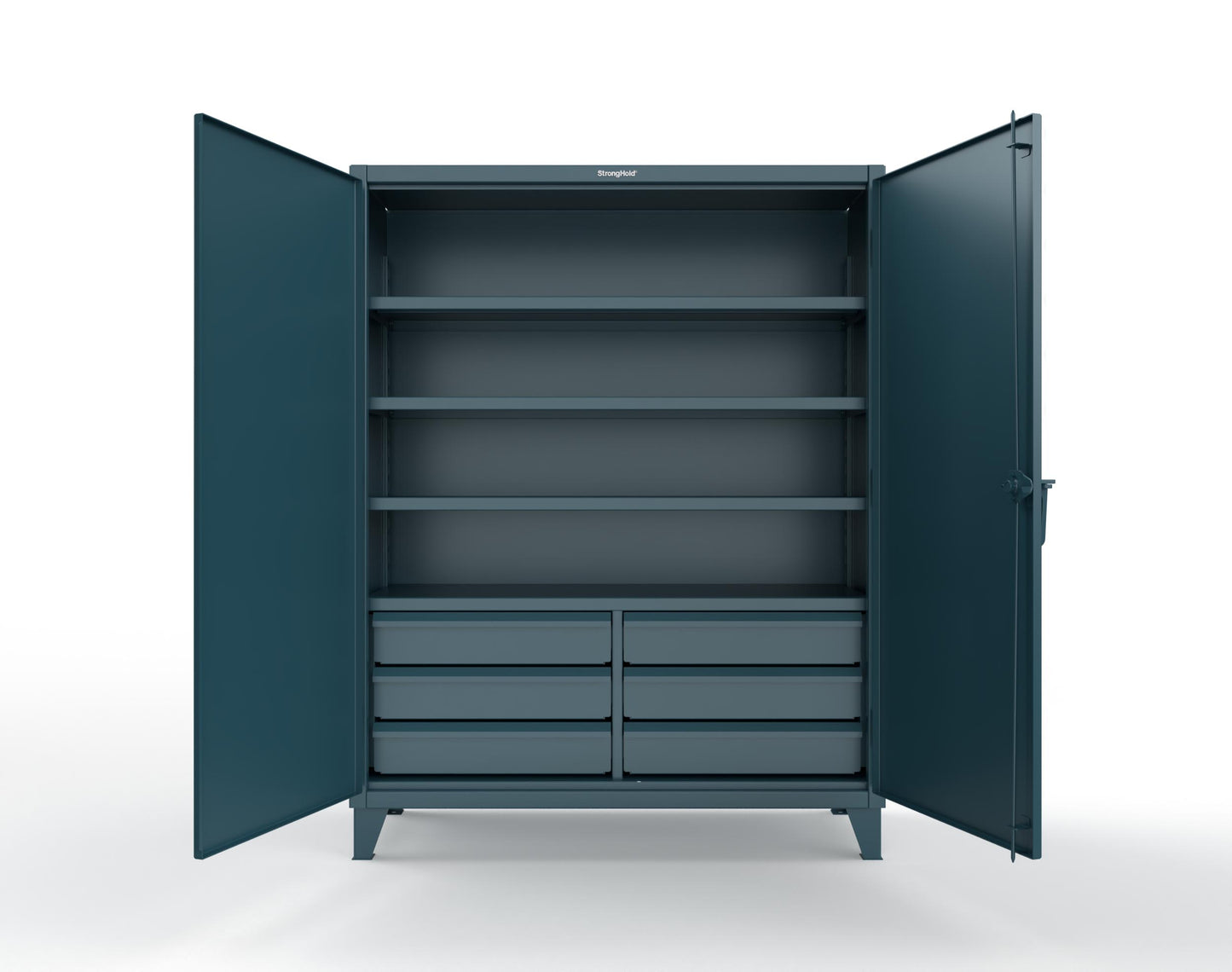 Extreme Duty 12 GA Cabinet with 6 Half-Width Drawers, 4 Shelves - 60 In. W x 24 In. D x 78 In. H - 56-244-6/5DB-5001