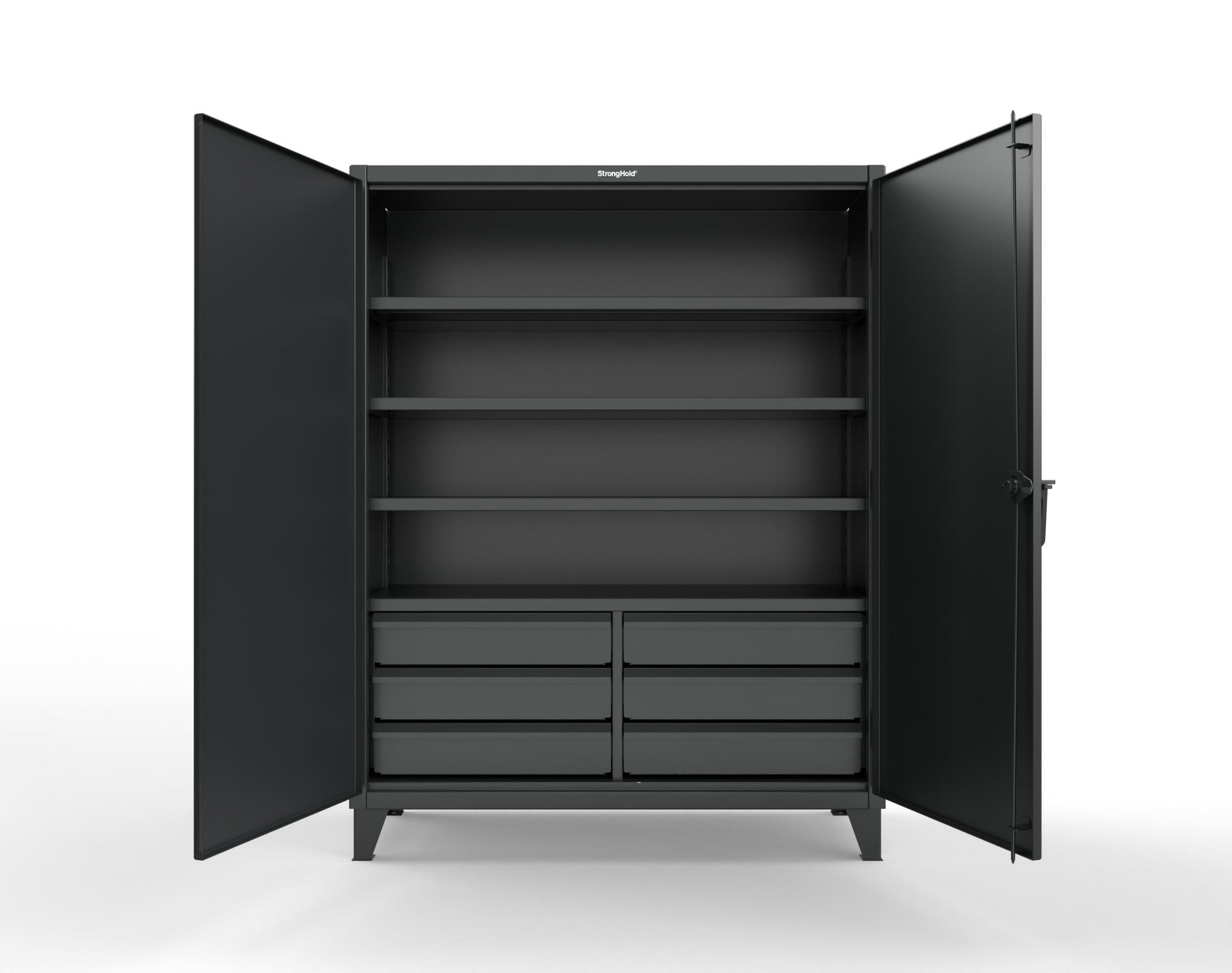 Extreme Duty 12 GA Cabinet with 6 Half-Width Drawers, 4 Shelves - 60 In. W x 24 In. D x 78 In. H - 56-244-6/5DB-9005