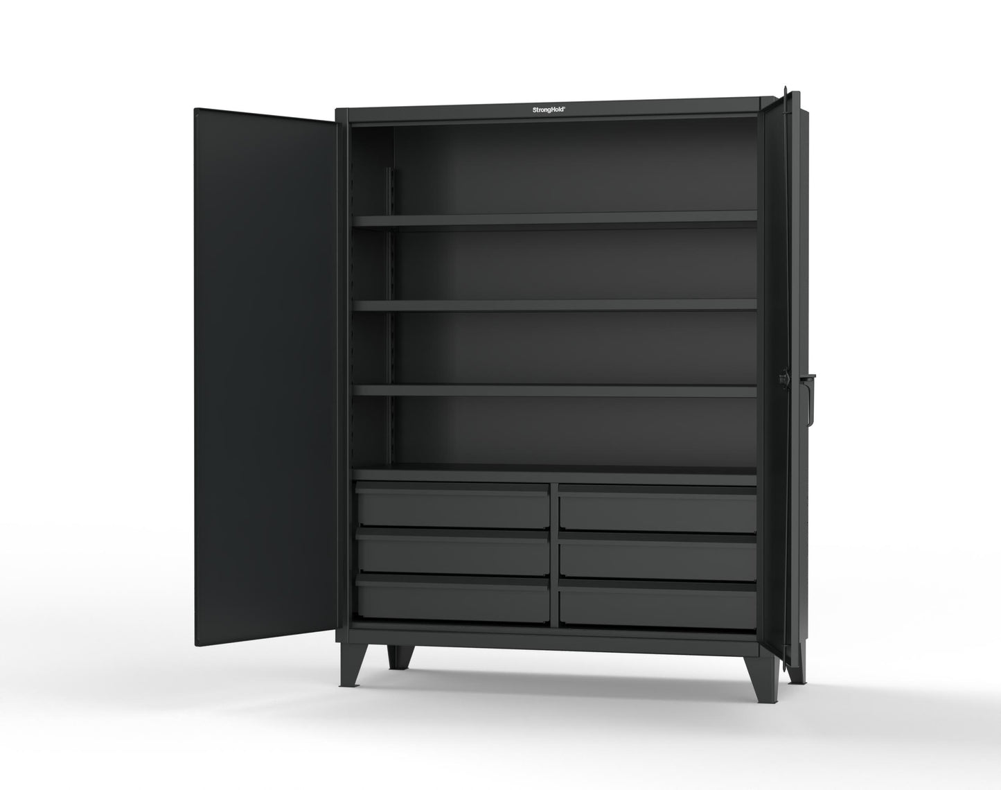 Extreme Duty 12 GA Cabinet with 6 Half-Width Drawers, 4 Shelves - 60 In. W x 24 In. D x 78 In. H - 56-244-6/5DB-9005