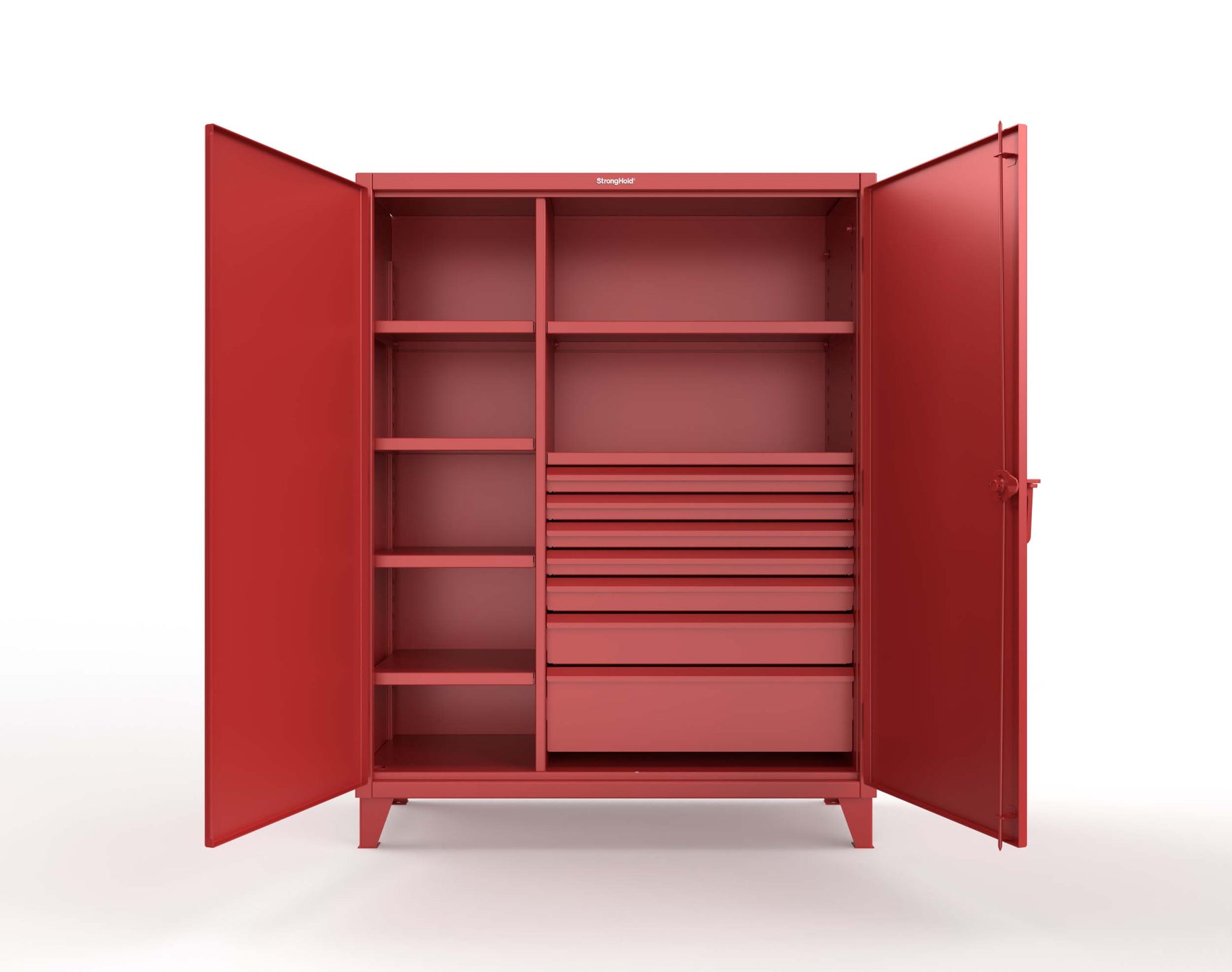 Extreme Duty 12 GA Cabinet with 7 Half-Width Drawers, 6 Shelves - 60 In. W x 24 In. D x 78 In. H - 56-246-7/5DB-3001