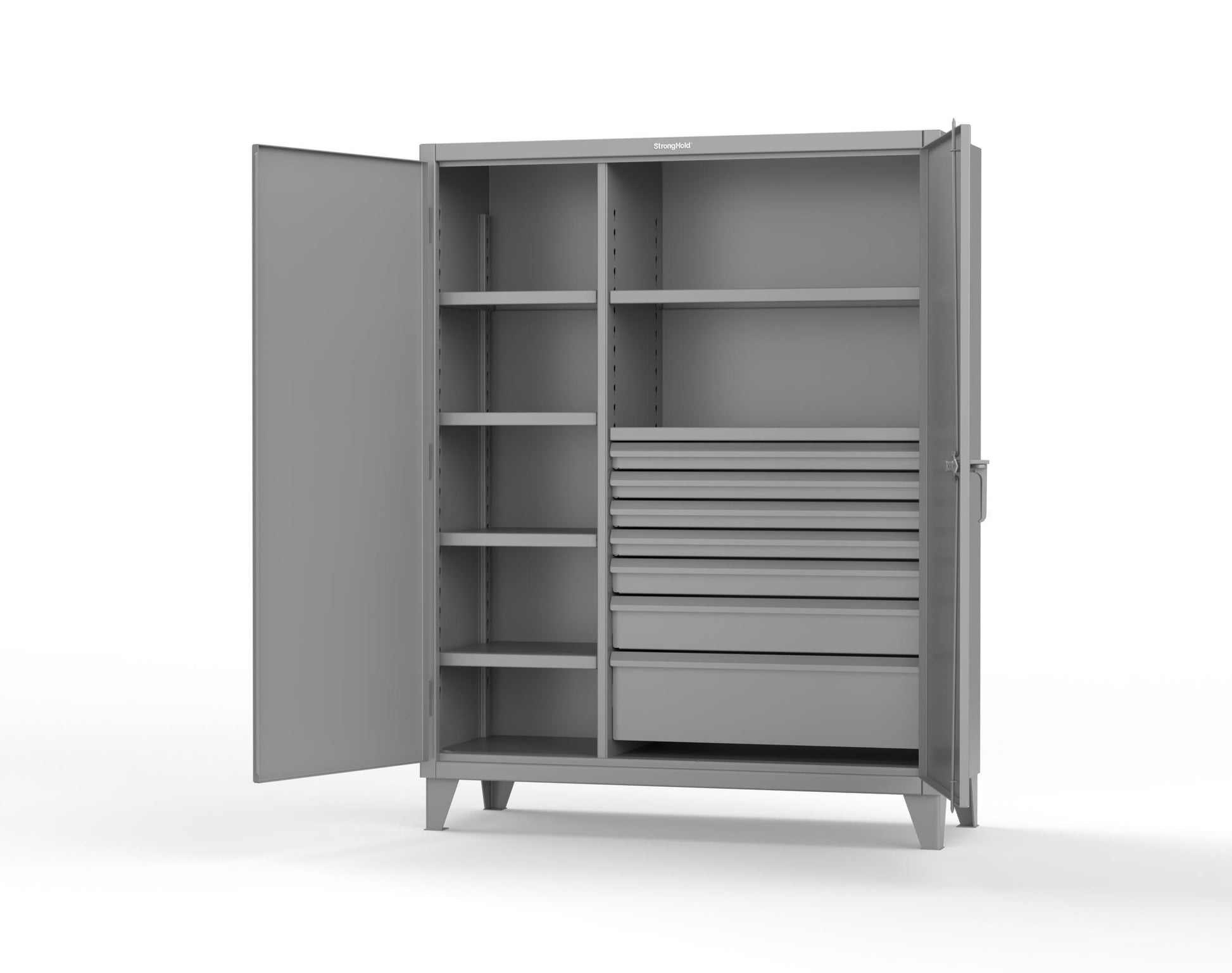 Extreme Duty 12 GA Cabinet with 7 Half-Width Drawers, 6 Shelves - 60 In. W x 24 In. D x 78 In. H - 56-246-7/5DB-7037