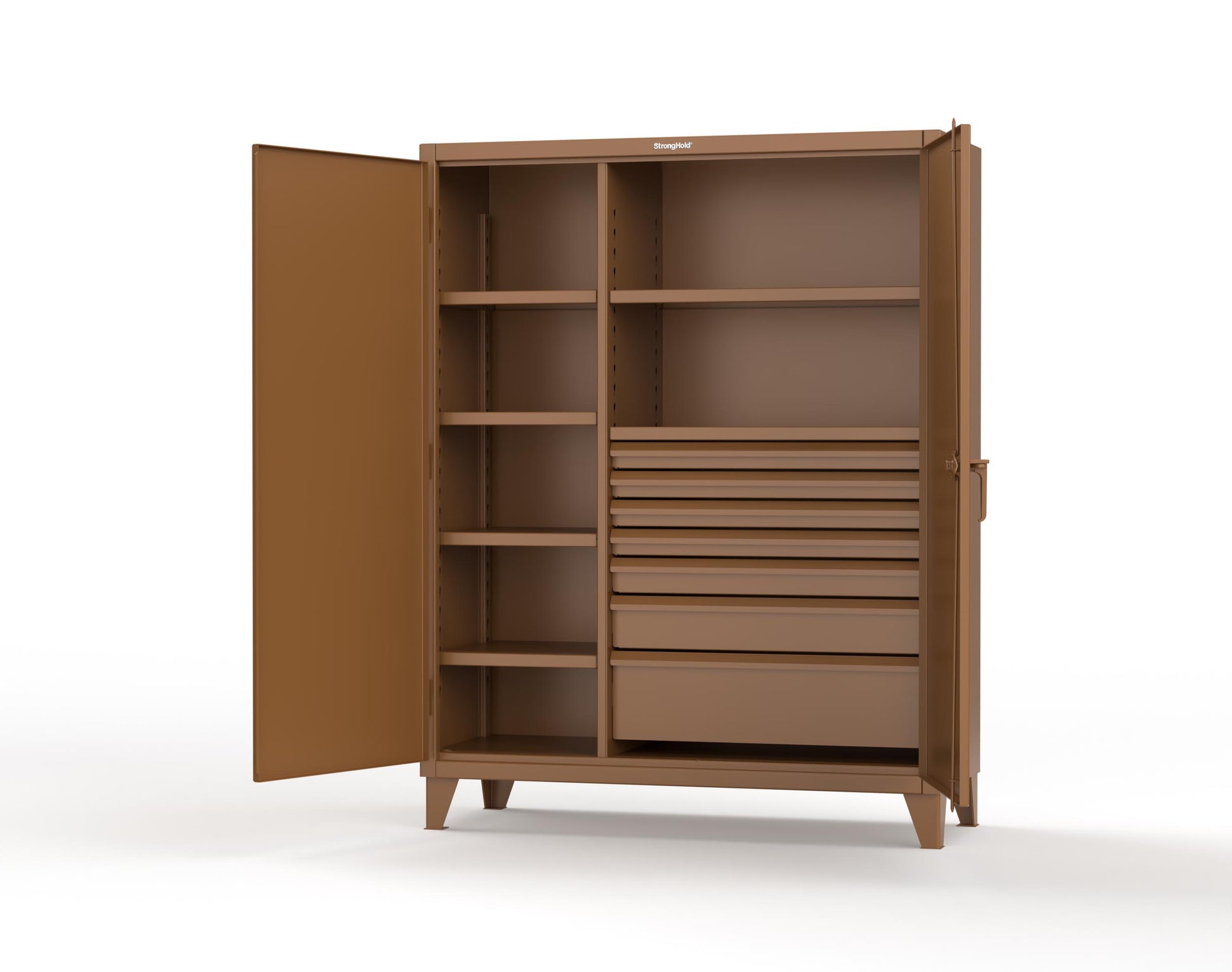 Extreme Duty 12 GA Cabinet with 7 Half-Width Drawers, 6 Shelves - 60 In. W x 24 In. D x 78 In. H - 56-246-7/5DB-8008