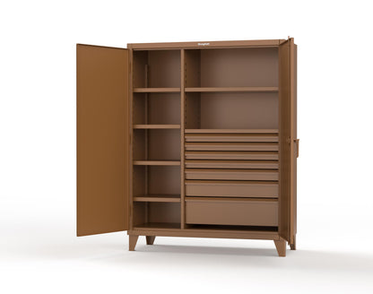 Extreme Duty 12 GA Cabinet with 7 Half-Width Drawers, 6 Shelves - 60 In. W x 24 In. D x 78 In. H - 56-246-7/5DB-8008