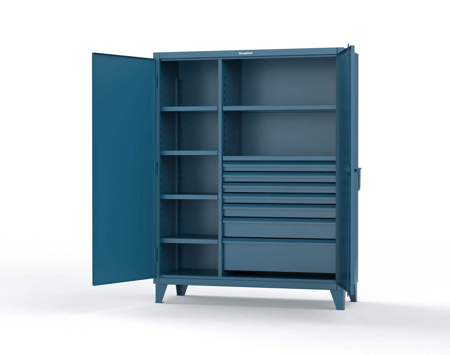 Extreme Duty 12 GA Cabinet with 7 Half-Width Drawers, 6 Shelves - 60 In. W x 24 In. D x 78 In. H - 56-246-7/5DB-5001