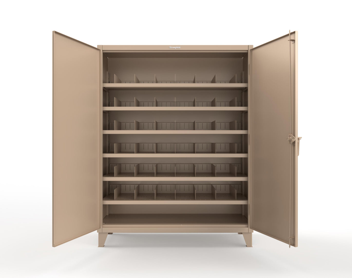 Extreme Duty 12 GA Cabinet with 6 Shelves, Shelf Dividers - 60 In. W x 24 In. D x 78 In. H - 56-246PH-42VD-1019