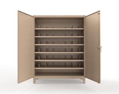 Extreme Duty 12 GA Cabinet with 6 Shelves, Shelf Dividers - 60 In. W x 24 In. D x 78 In. H - 56-246PH-42VD-1019