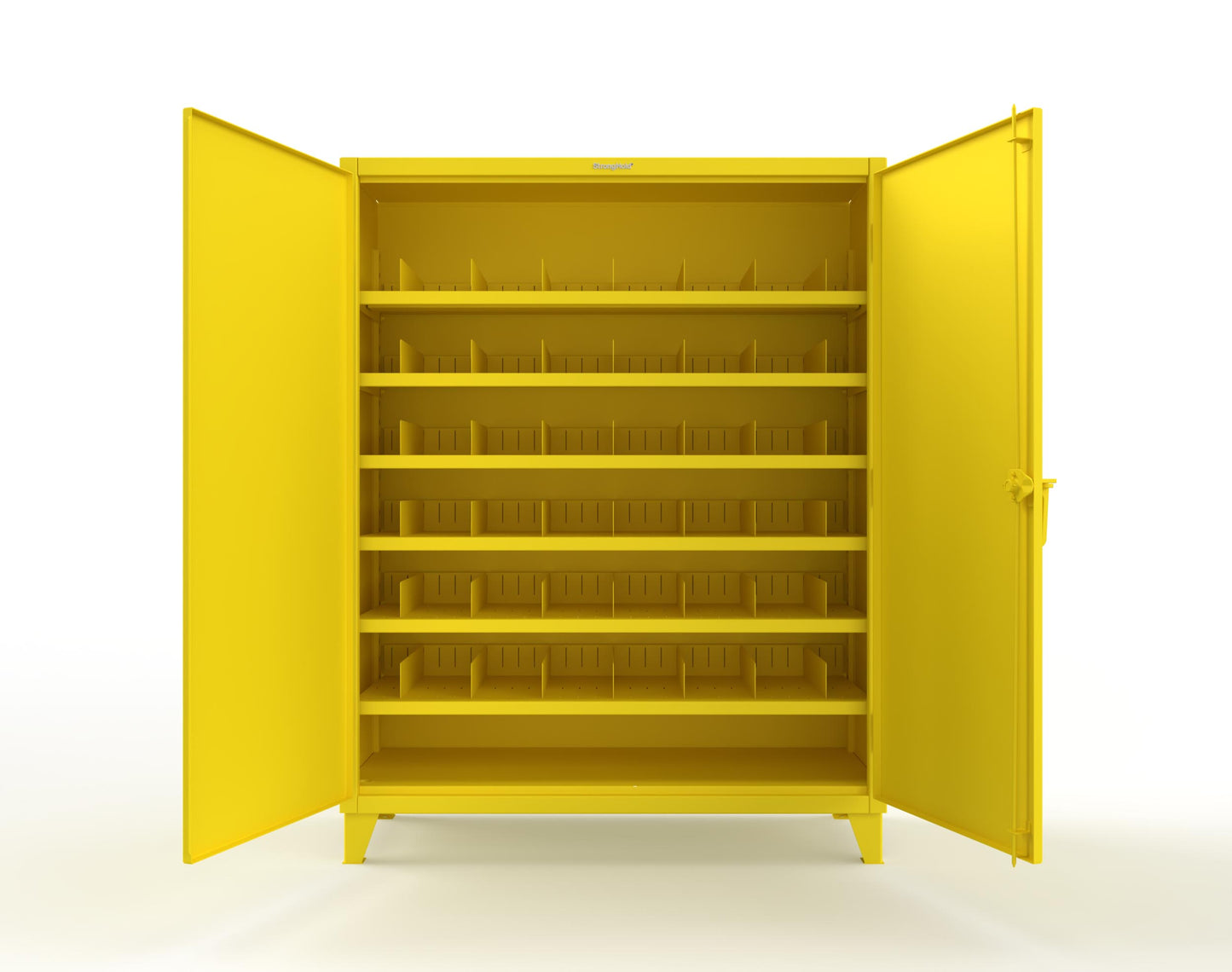 Extreme Duty 12 GA Cabinet with 6 Shelves, Shelf Dividers - 60 In. W x 24 In. D x 78 In. H - 56-246PH-42VD-1021