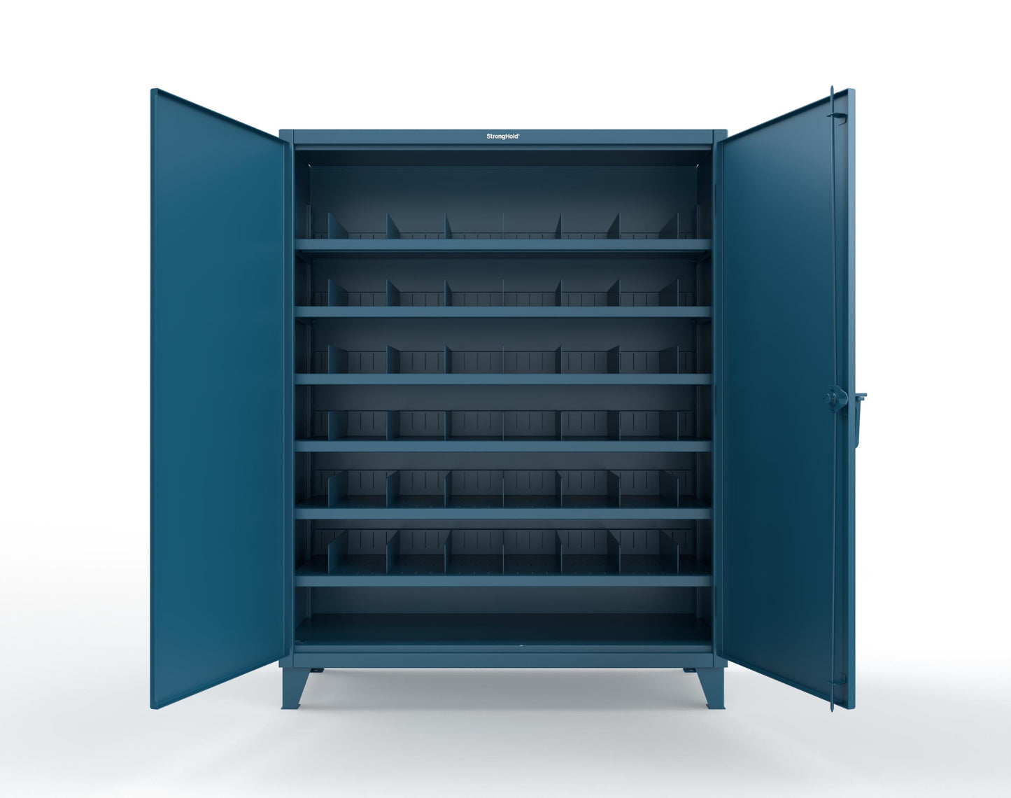 Extreme Duty 12 GA Cabinet with 6 Shelves, Shelf Dividers - 60 In. W x 24 In. D x 78 In. H - 56-246PH-42VD-5001