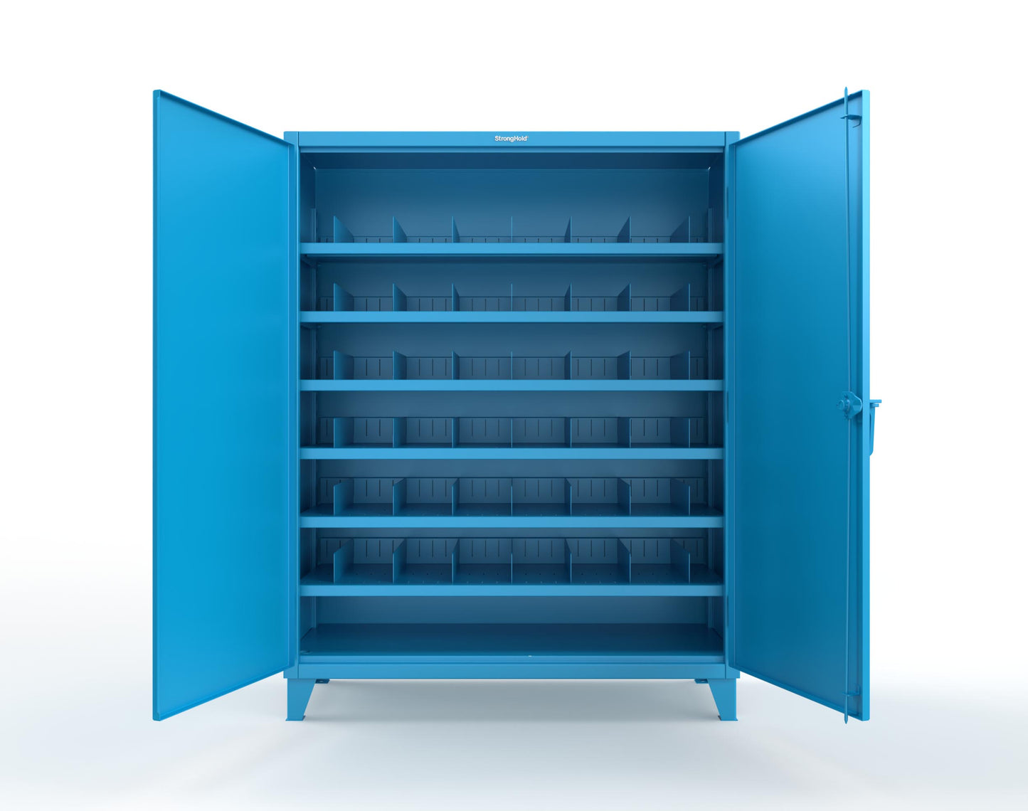 Extreme Duty 12 GA Cabinet with 6 Shelves, Shelf Dividers - 60 In. W x 24 In. D x 78 In. H - 56-246PH-42VD-5012