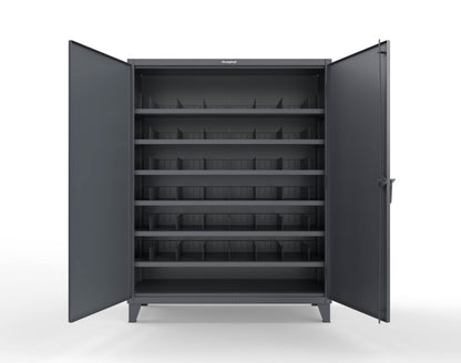 Extreme Duty 12 GA Cabinet with 6 Shelves, Shelf Dividers - 60 In. W x 24 In. D x 78 In. H - 56-246PH-42VD-7024