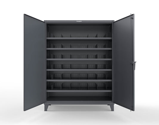 Extreme Duty 12 GA Cabinet with 6 Shelves, Shelf Dividers - 60 In. W x 24 In. D x 78 In. H - 56-246PH-42VD-7024