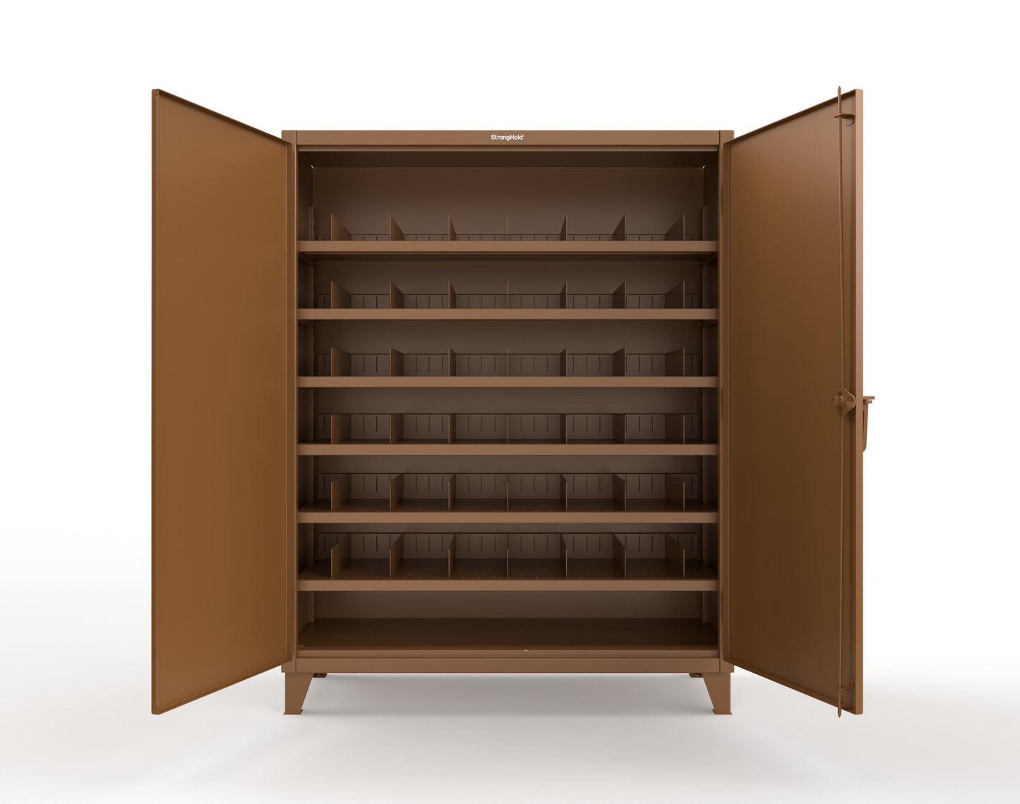 Extreme Duty 12 GA Cabinet with 6 Shelves, Shelf Dividers - 60 In. W x 24 In. D x 78 In. H - 56-246PH-42VD-8008