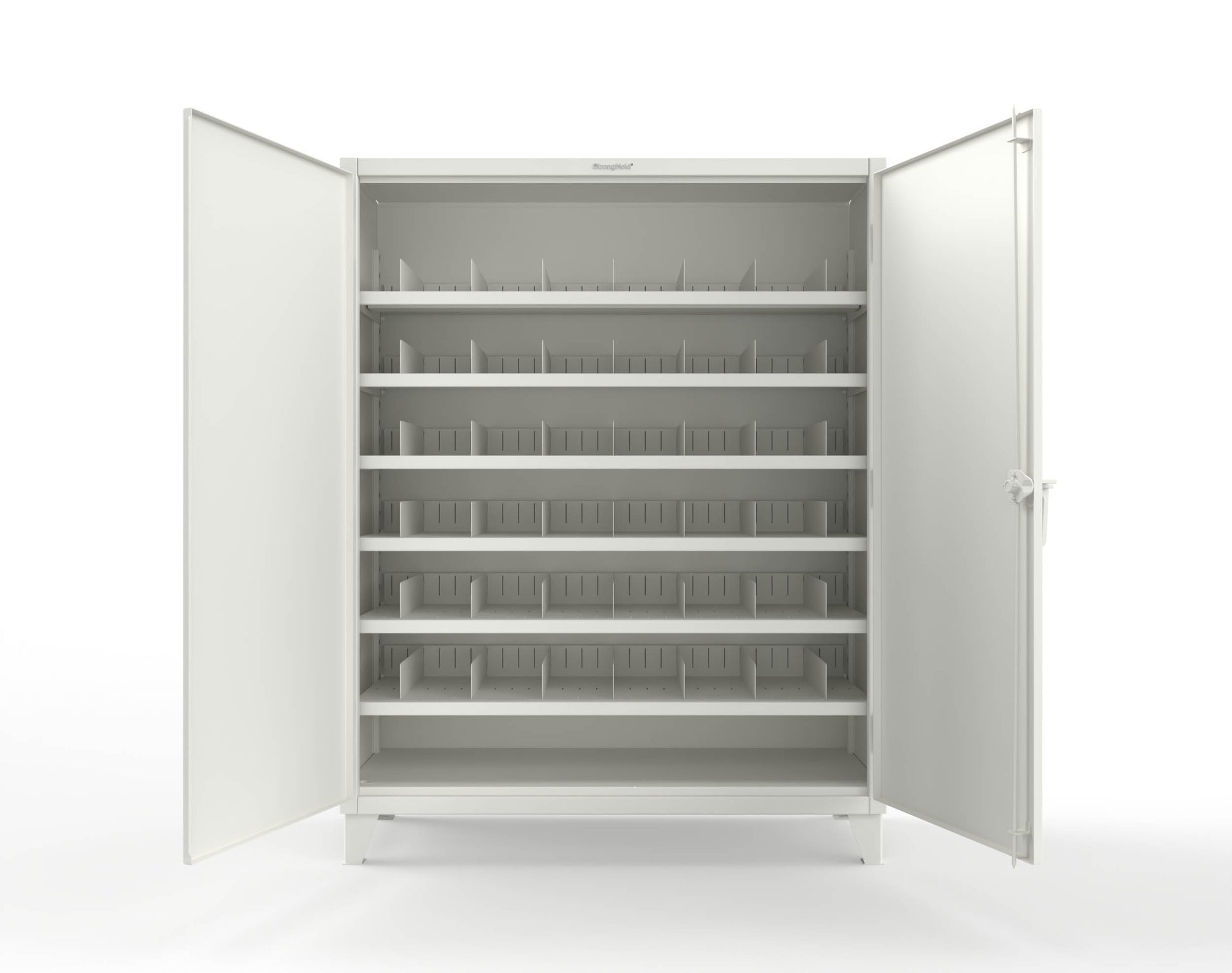 Extreme Duty 12 GA Cabinet with 6 Shelves, Shelf Dividers - 60 In. W x 24 In. D x 78 In. H - 56-246PH-42VD-9003