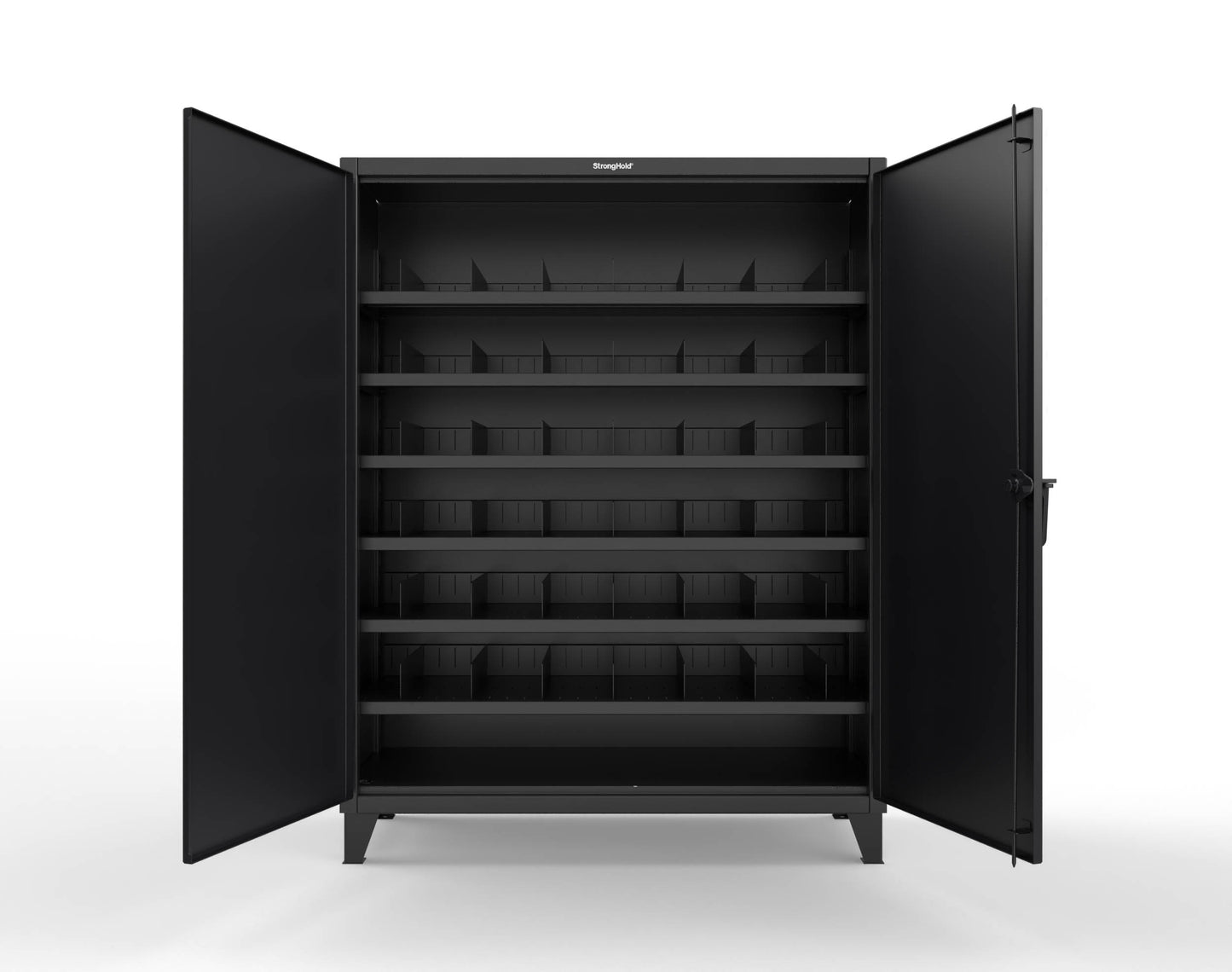 Extreme Duty 12 GA Cabinet with 6 Shelves, Shelf Dividers - 60 In. W x 24 In. D x 78 In. H - 56-246PH-42VD-9005