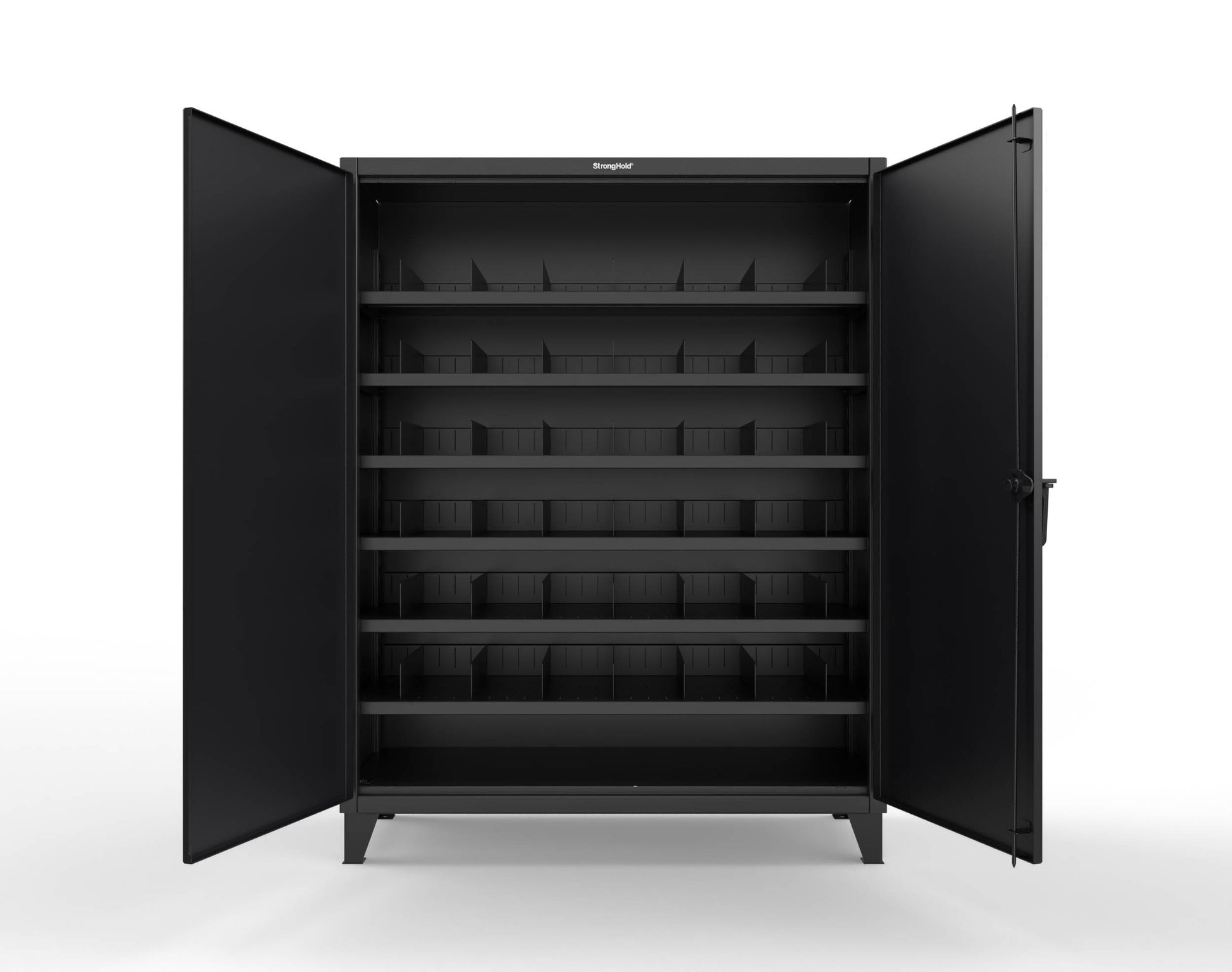 Extreme Duty 12 GA Cabinet with 6 Shelves, Shelf Dividers - 60 In. W x 24 In. D x 78 In. H - 56-246PH-42VD-9005