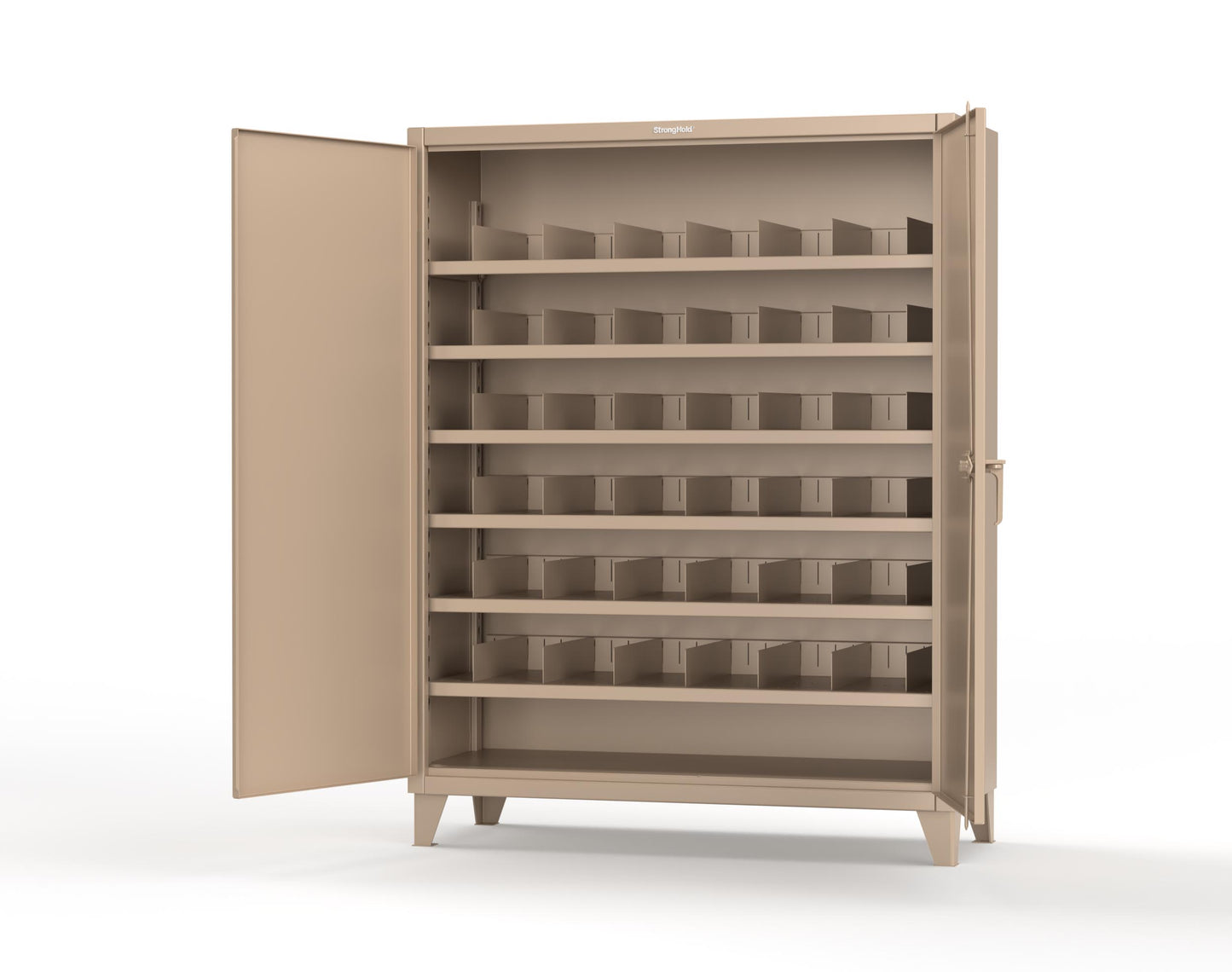 Extreme Duty 12 GA Cabinet with 6 Shelves, Shelf Dividers - 60 In. W x 24 In. D x 78 In. H - 56-246PH-42VD-1019
