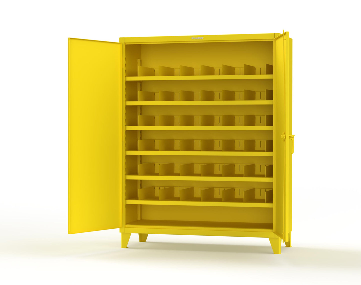 Extreme Duty 12 GA Cabinet with 6 Shelves, Shelf Dividers - 60 In. W x 24 In. D x 78 In. H - 56-246PH-42VD-1021