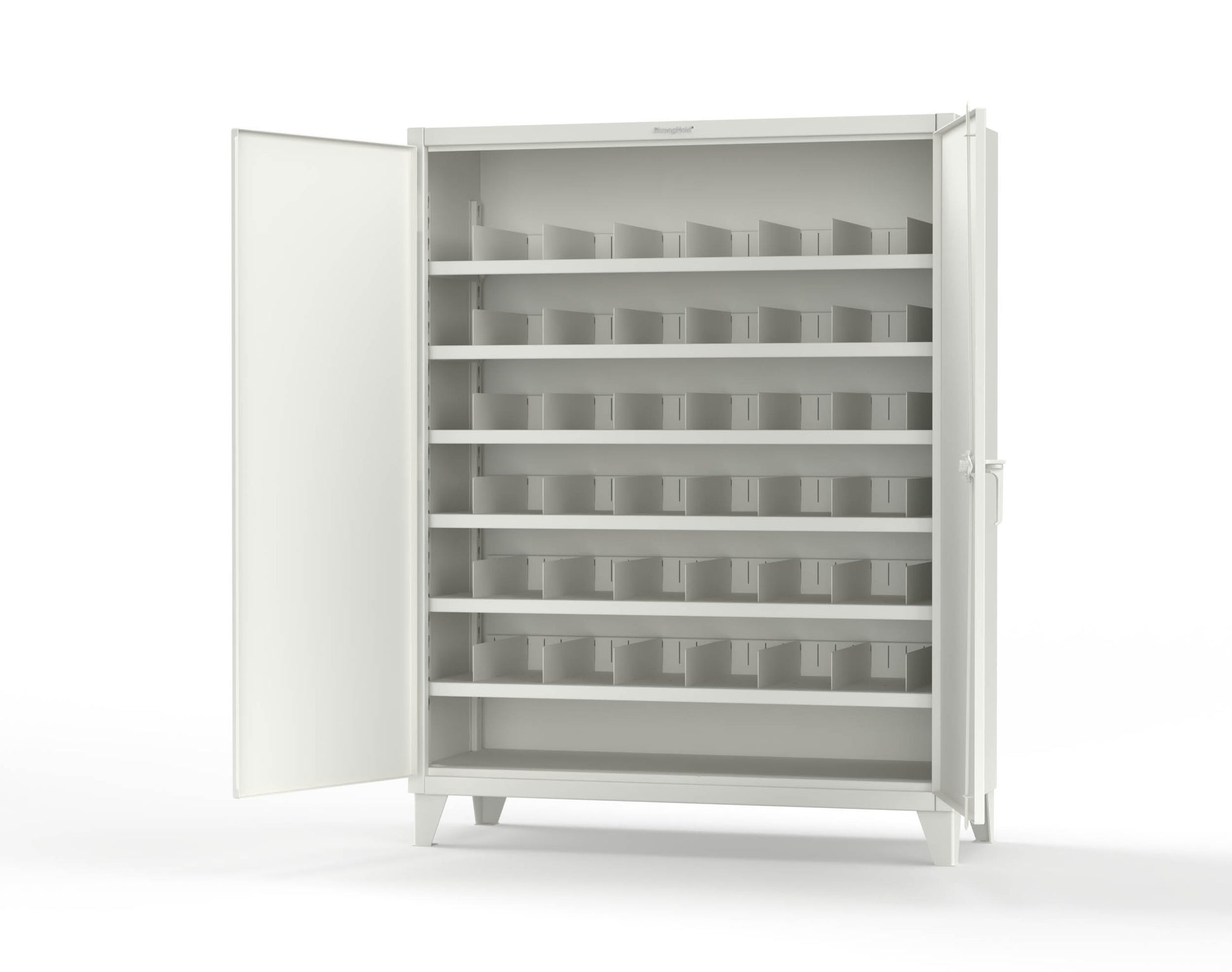 Extreme Duty 12 GA Cabinet with 6 Shelves, Shelf Dividers - 60 In. W x 24 In. D x 78 In. H - 56-246PH-42VD-9003