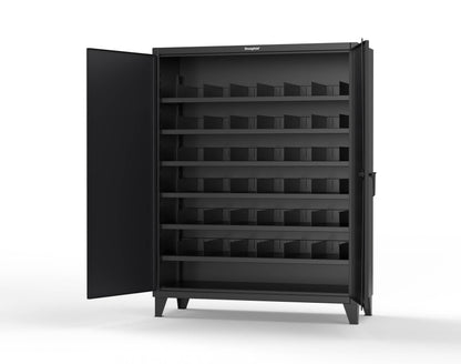 Extreme Duty 12 GA Cabinet with 6 Shelves, Shelf Dividers - 60 In. W x 24 In. D x 78 In. H - 56-246PH-42VD-9005