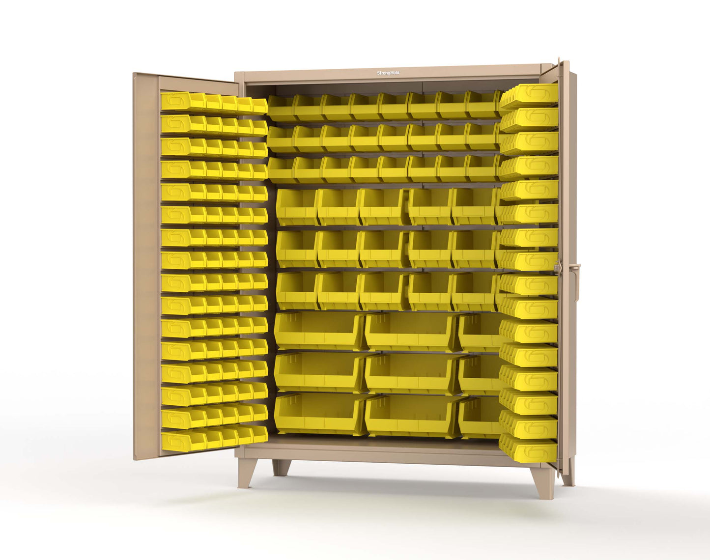 Extreme Duty 12 GA Industrial Cabinet with Multiple Sized Bins - 60 In. W x 24 In. D x 78 In. H - 56-BB-240-MOD-1019