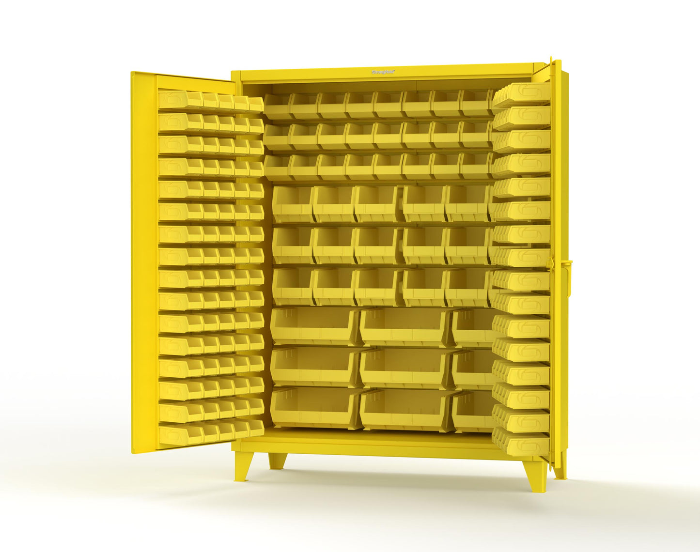 Extreme Duty 12 GA Industrial Cabinet with Multiple Sized Bins - 60 In. W x 24 In. D x 78 In. H - 56-BB-240-MOD-1021