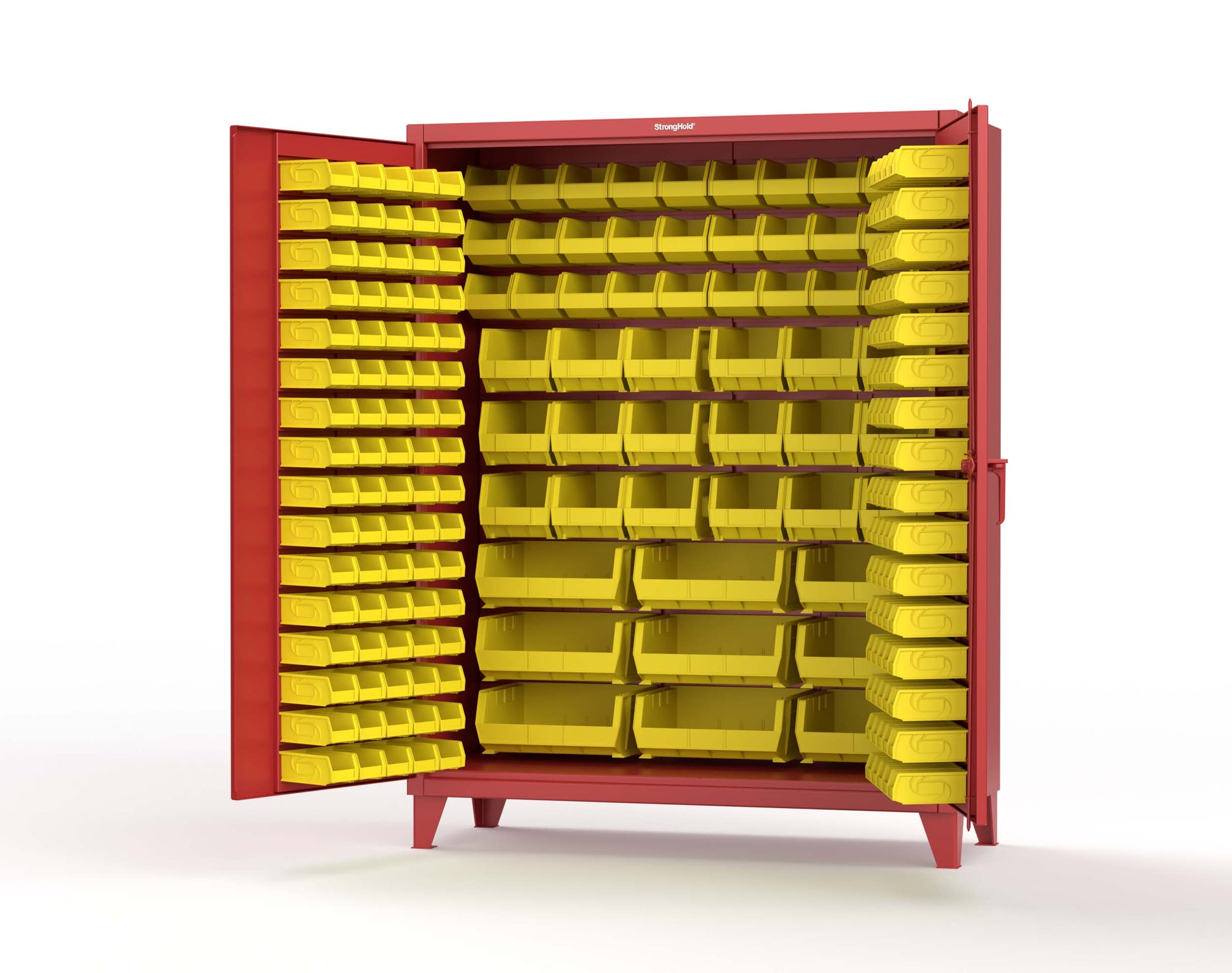 Extreme Duty 12 GA Industrial Cabinet with Multiple Sized Bins - 60 In. W x 24 In. D x 78 In. H - 56-BB-240-MOD-3001