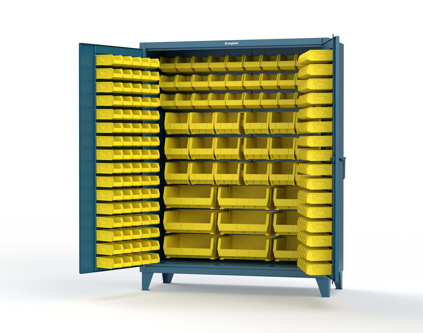 Extreme Duty 12 GA Industrial Cabinet with Multiple Sized Bins - 60 In. W x 24 In. D x 78 In. H - 56-BB-240-MOD-5001