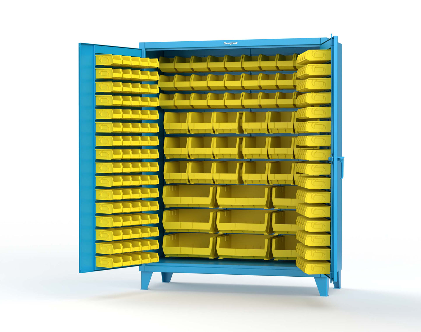 Extreme Duty 12 GA Industrial Cabinet with Multiple Sized Bins - 60 In. W x 24 In. D x 78 In. H - 56-BB-240-MOD-5012