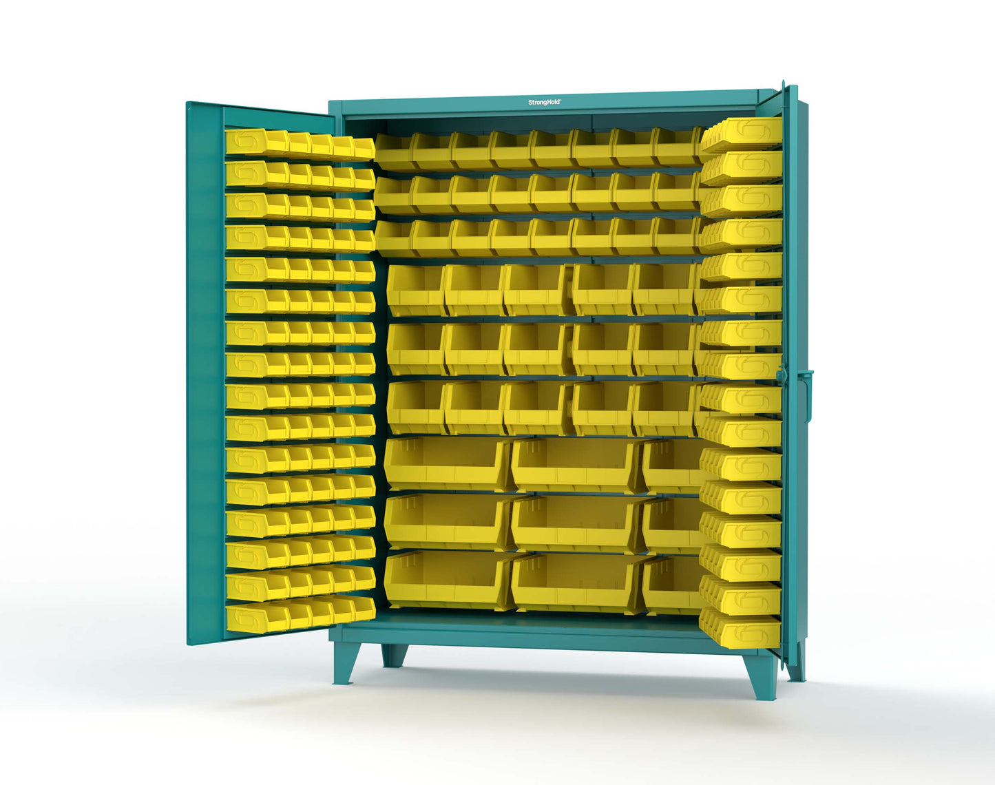 Extreme Duty 12 GA Industrial Cabinet with Multiple Sized Bins - 60 In. W x 24 In. D x 78 In. H - 56-BB-240-MOD-5021