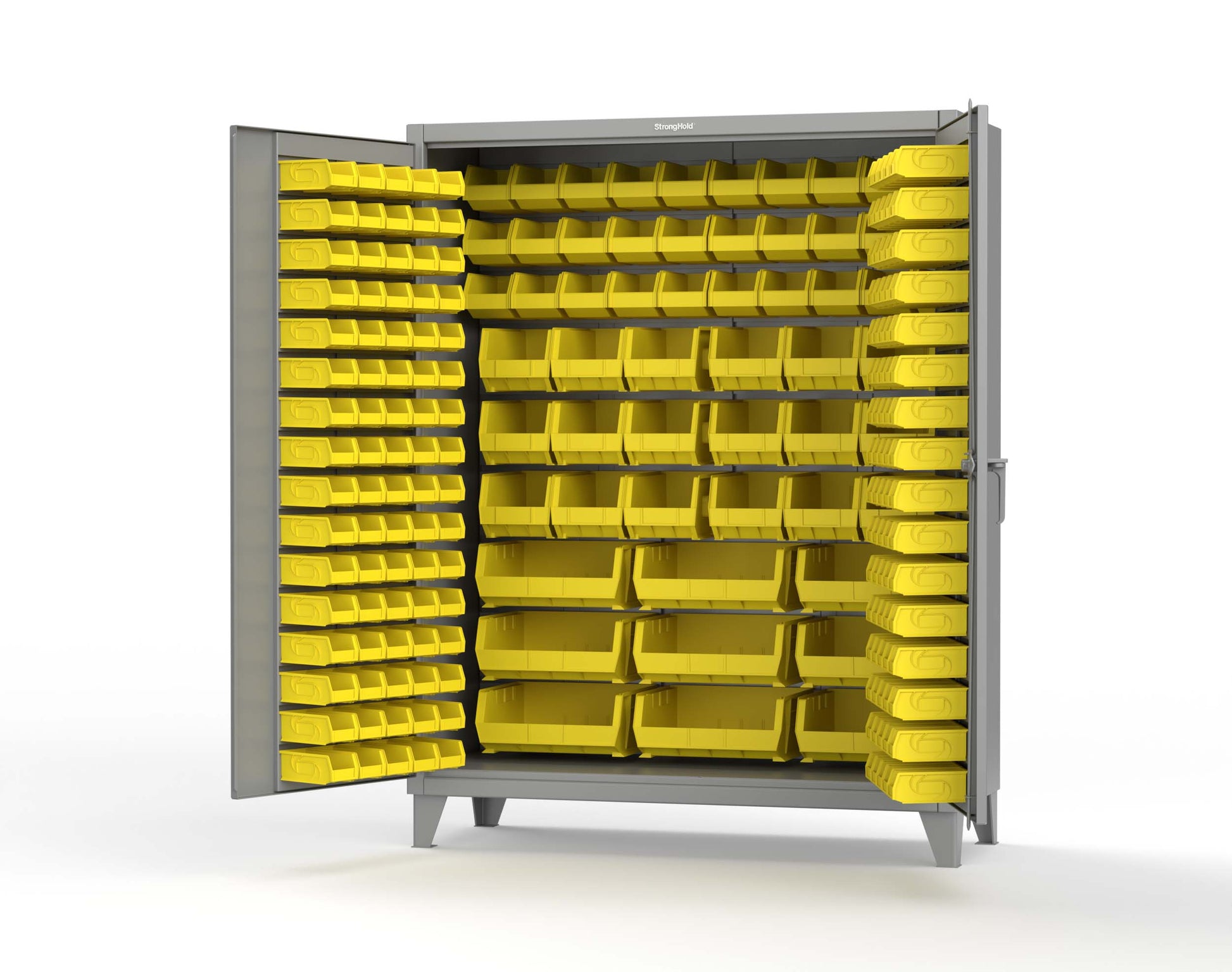 Extreme Duty 12 GA Industrial Cabinet with Multiple Sized Bins - 60 In. W x 24 In. D x 78 In. H - 56-BB-240-MOD-7037
