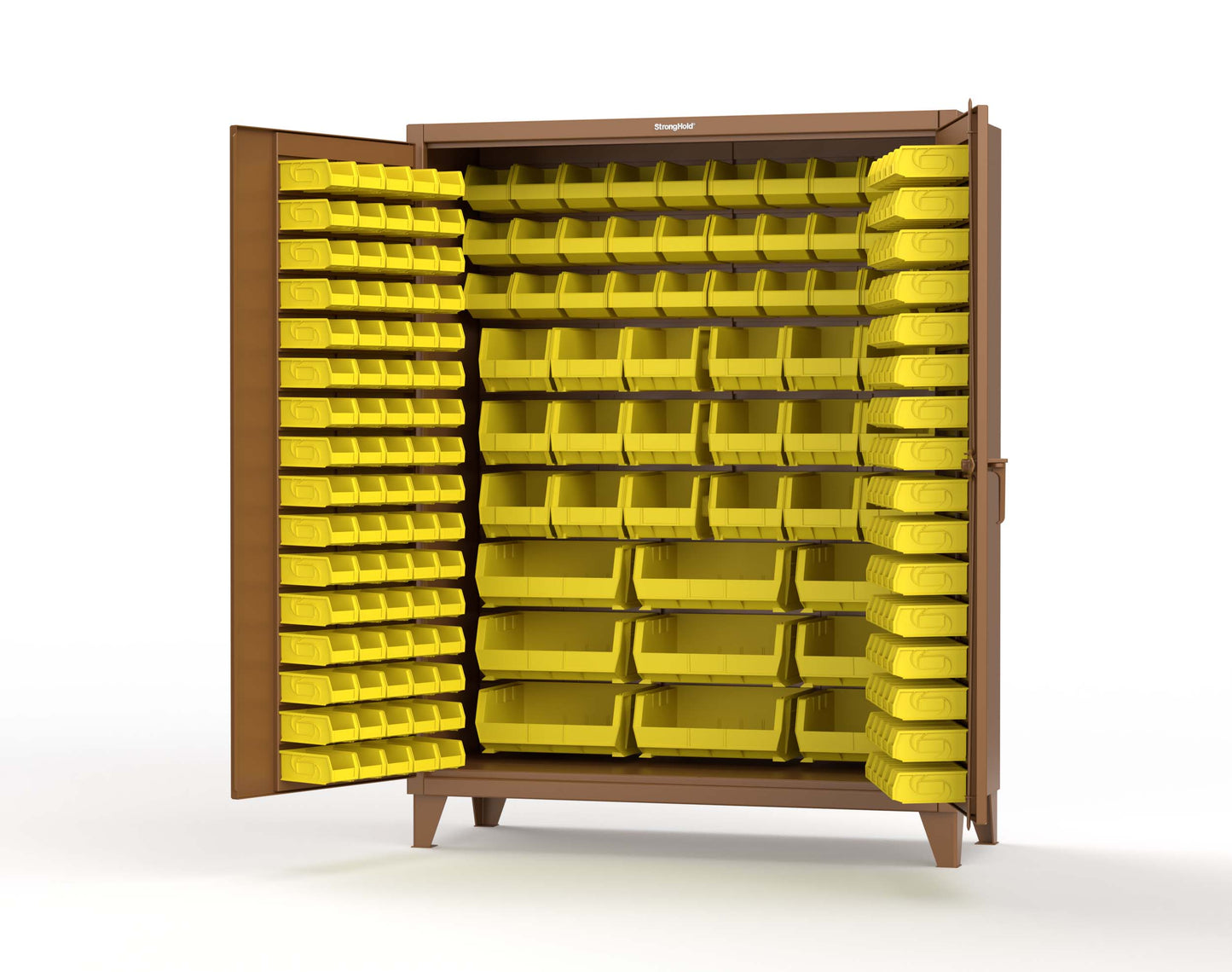 Extreme Duty 12 GA Industrial Cabinet with Multiple Sized Bins - 60 In. W x 24 In. D x 78 In. H - 56-BB-240-MOD-8008