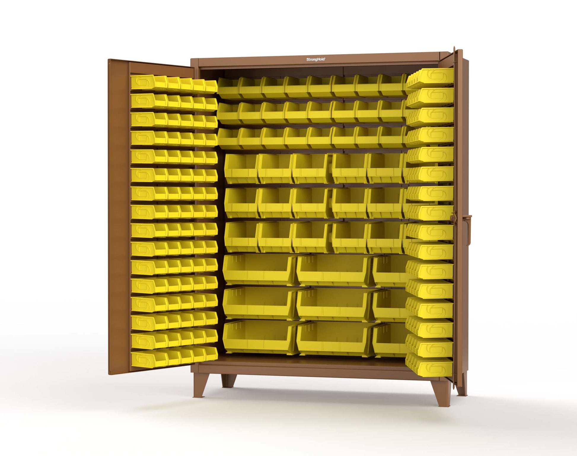 Extreme Duty 12 GA Industrial Cabinet with Multiple Sized Bins - 60 In. W x 24 In. D x 78 In. H - 56-BB-240-MOD-8008
