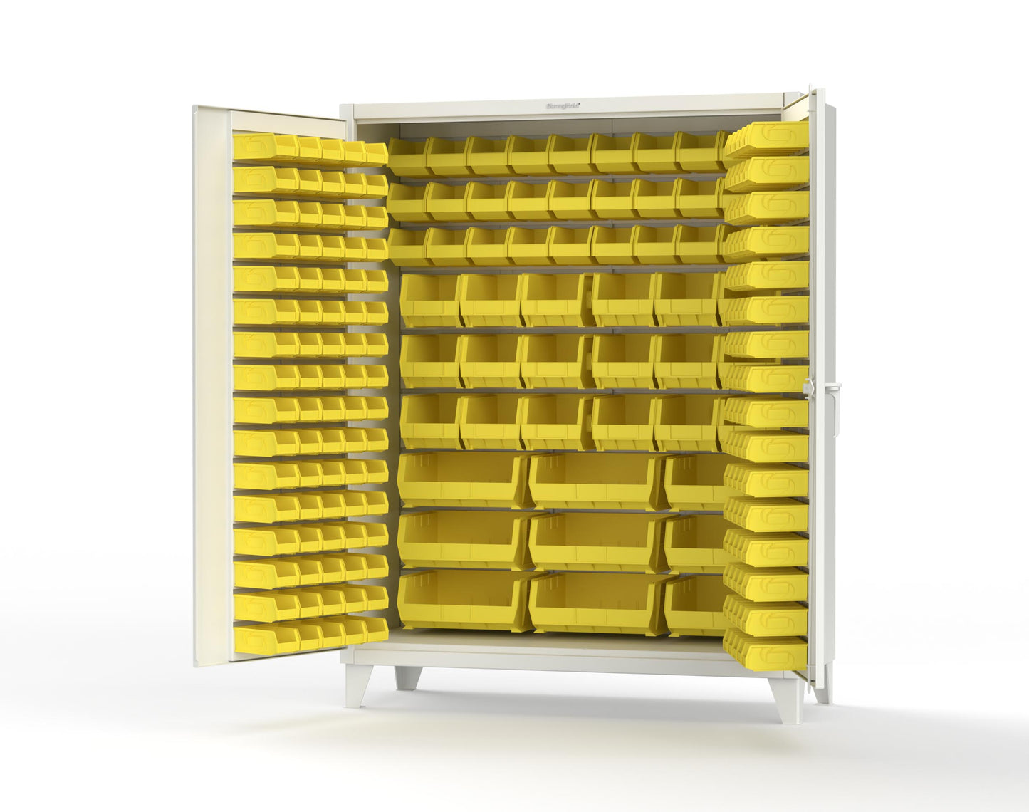 Extreme Duty 12 GA Industrial Cabinet with Multiple Sized Bins - 60 In. W x 24 In. D x 78 In. H - 56-BB-240-MOD-9003