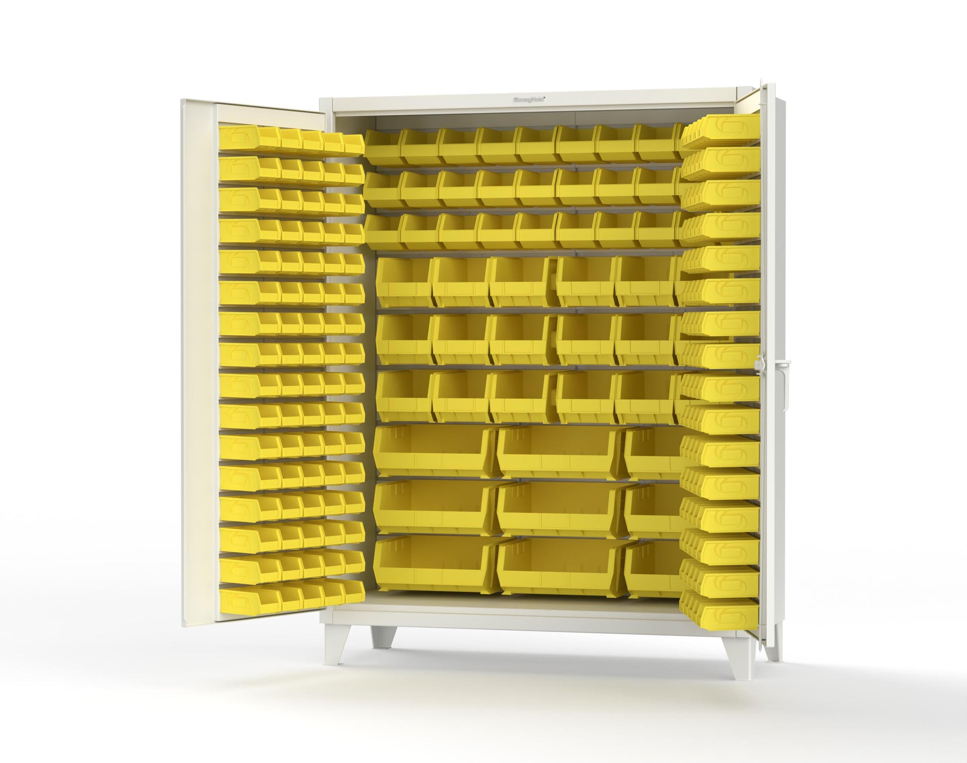 Extreme Duty 12 GA Industrial Cabinet with Multiple Sized Bins - 60 In. W x 24 In. D x 78 In. H - 56-BB-240-MOD-9003