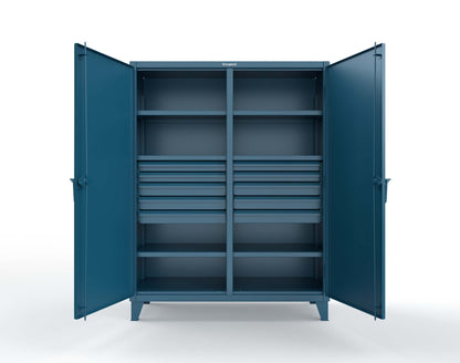 Extreme Duty 12 GA Double Shift Cabinet with 10 Drawers, 6 Shelves - 60 In. W x 24 In. D x 78 In. H - 56-DS-246-10DB-5001