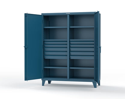 Extreme Duty 12 GA Double Shift Cabinet with 10 Drawers, 6 Shelves - 60 In. W x 24 In. D x 78 In. H - 56-DS-246-10DB-5001