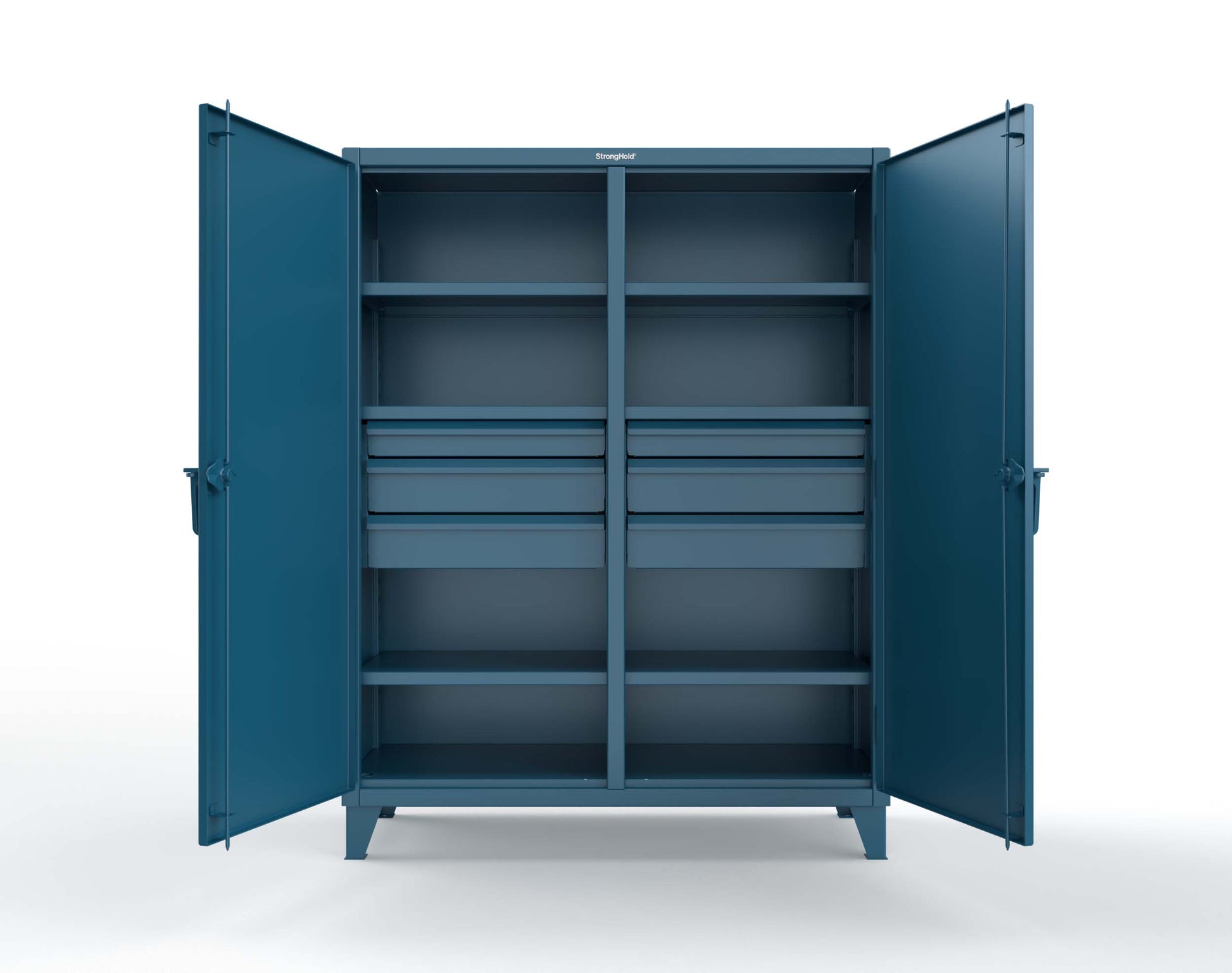 Extreme Duty 12 GA Double Shift Cabinet with 6 Drawers, 6 Shelves - 60 In. W x 24 In. D x 78 In. H - 56-DS-246-6DB-5001