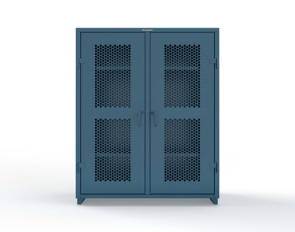 Extra Heavy Duty 14 GA Double Shift Ventilated (Hex) Cabinet with 6 Shelves - 60 In. W x 24 In. D x 75 In. H - 56-DS-H-246-L-5001