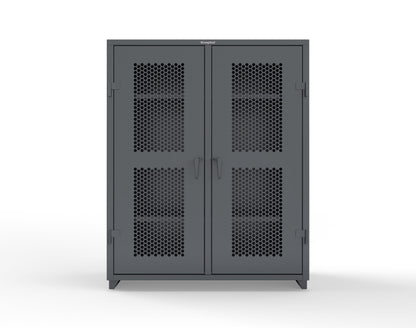 Extra Heavy Duty 14 GA Double Shift Ventilated (Hex) Cabinet with 6 Shelves - 60 In. W x 24 In. D x 75 In. H - 56-DS-H-246-L-7024