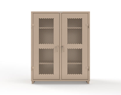 Extra Heavy Duty 14 GA Double Shift Ventilated (Hex) Cabinet with 6 Shelves - 60 In. W x 24 In. D x 75 In. H - 56-DS-H-246-L-1019