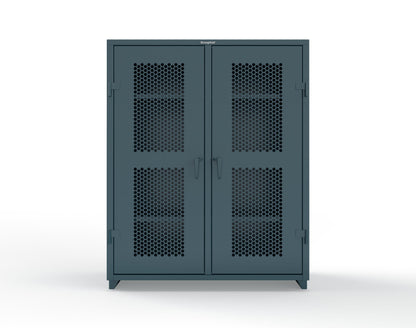 Extra Heavy Duty 14 GA Double Shift Ventilated (Hex) Cabinet with 6 Shelves - 60 In. W x 24 In. D x 75 In. H - 56-DS-H-246-L-5001