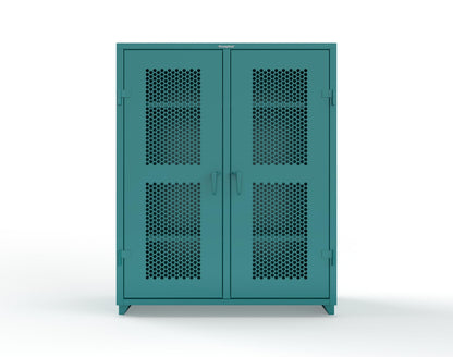 Extra Heavy Duty 14 GA Double Shift Ventilated (Hex) Cabinet with 6 Shelves - 60 In. W x 24 In. D x 75 In. H - 56-DS-H-246-L-5021